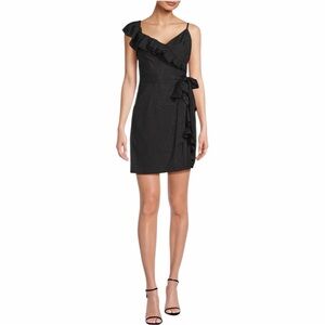 LILLY PULITZER ✘ NWT Lavianna Ruffle Mini Dress Black One Shoulder Tie Wrap, 8